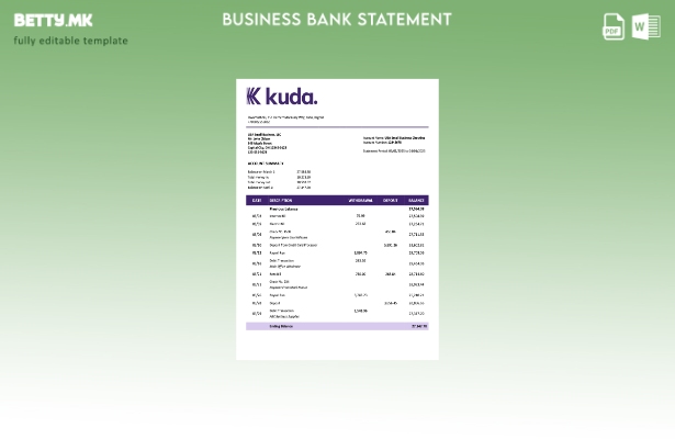 модерен стил Извод на организација за сметка на Нигерија KudaBank Шаблон Word и 